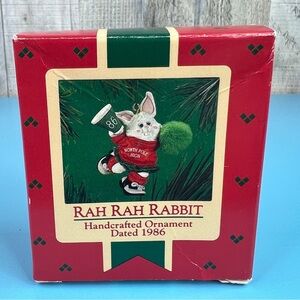 Hallmark Keepsake Ornament Rah Rah Rabbit Handcrafted Ornament Dated 1986